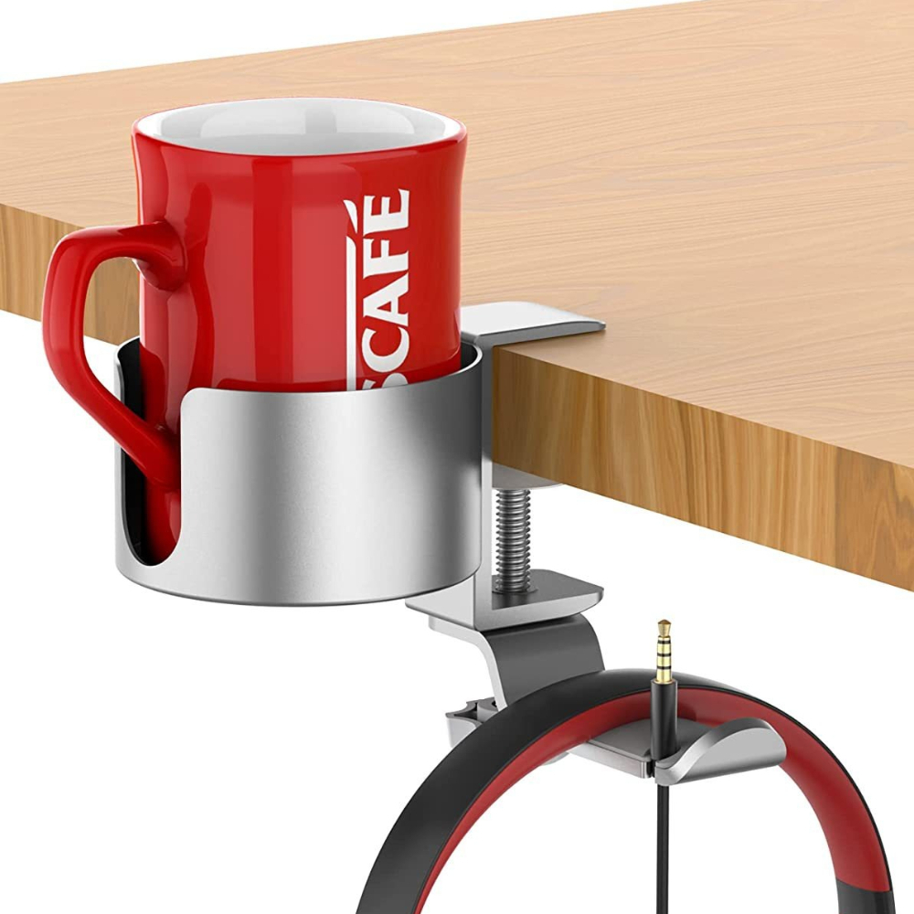 Desk Setup Home Office - 360° Rotating Desk Headphone Holder with