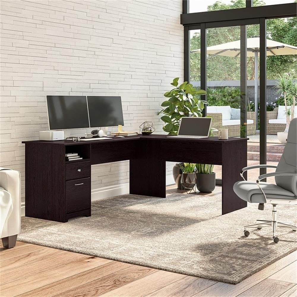 Oak 72W L-Shaped Desk with Dra - Desk Setup Oak recensie en prijs