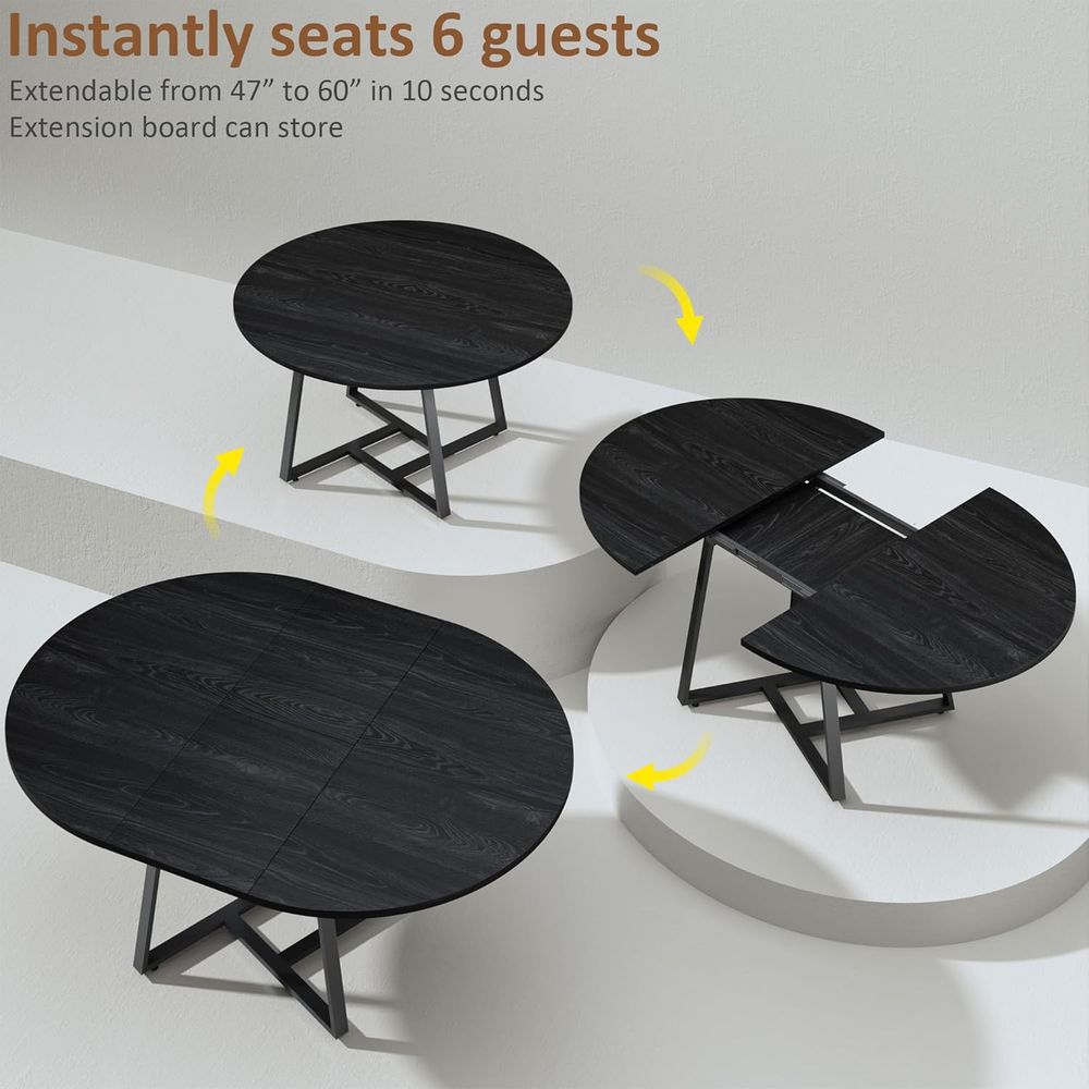 60 Round to Oval Expandable Di - Desk Setup Black recensie en prijs