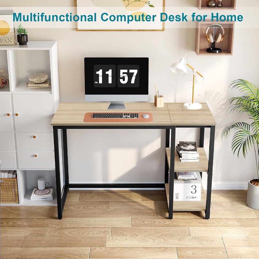 40'' Oak Computer Desk with Sh - Desk Setup Oak recensie en prijs