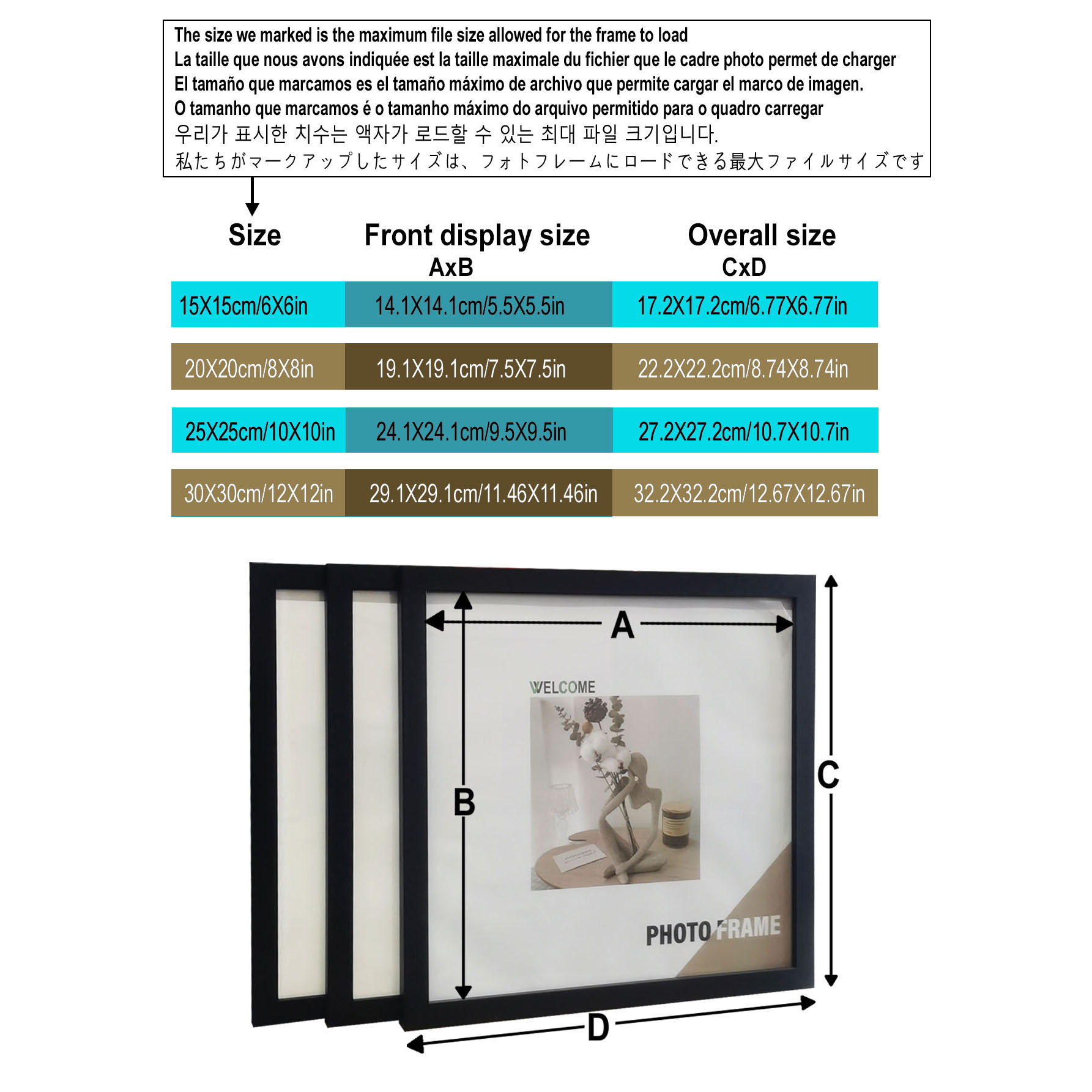 3Pcs Wood Square Photo Frames  - Desk Setup Photo recensie en prijs