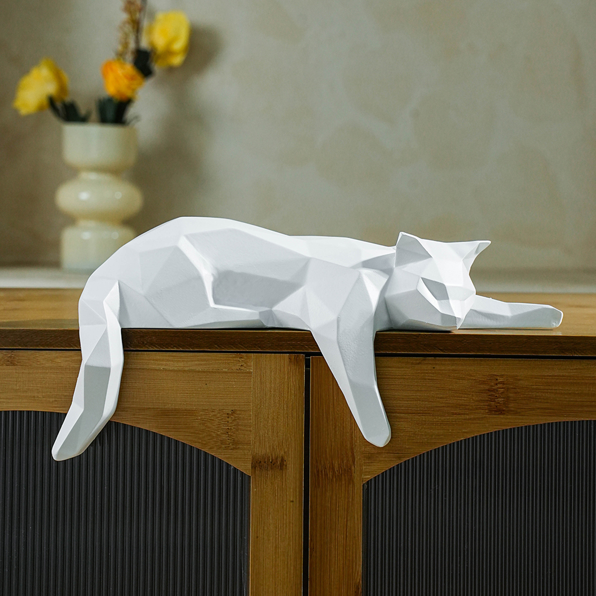 White Black Cat Statue - Geome - Desk Setup Black recensie en prijs