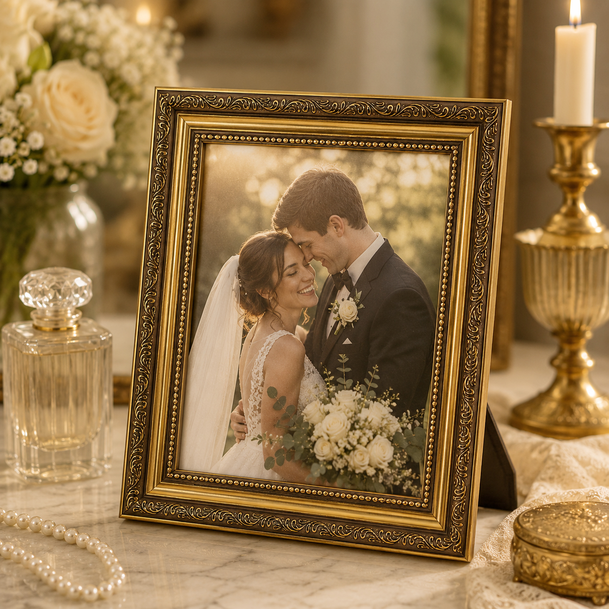 Antique Gold Photo Frame - Ava - Desk Setup Photo recensie en prijs
