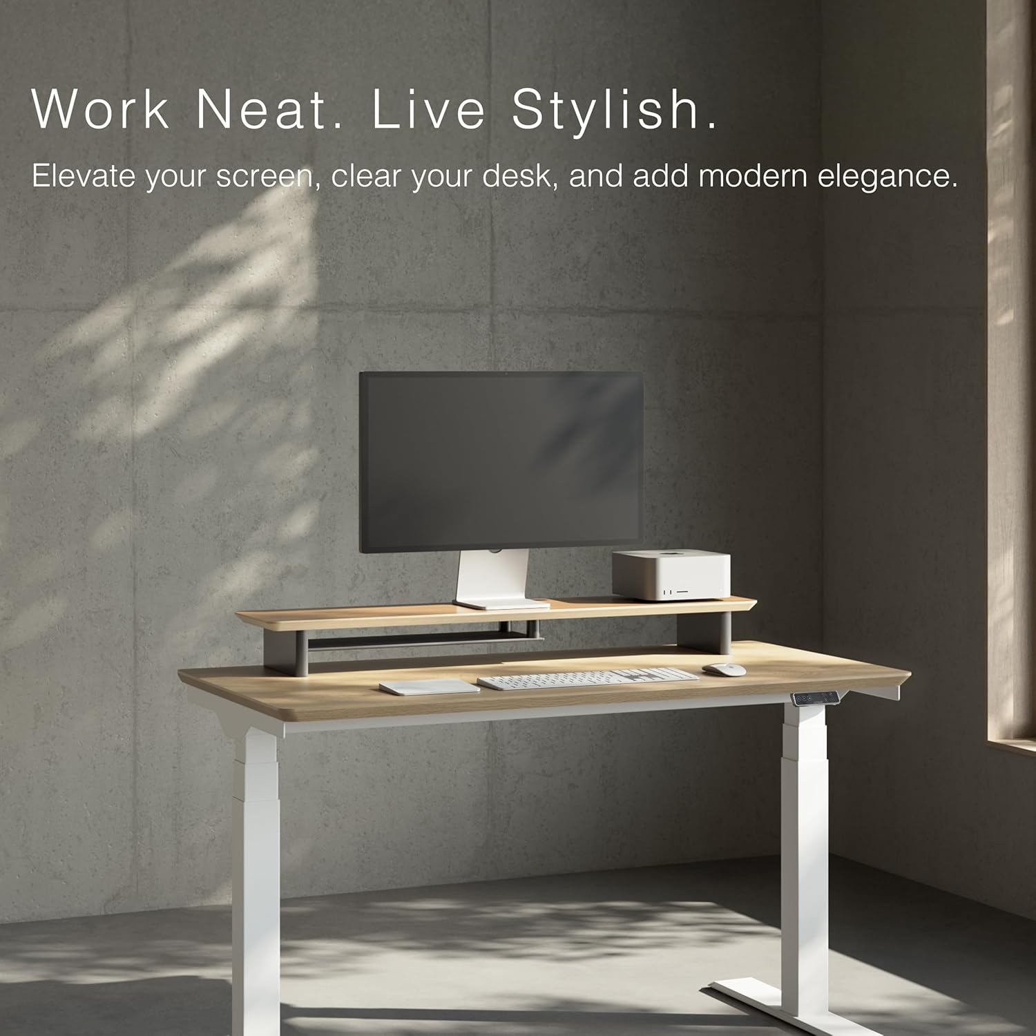 White Oak Dual‑Tier Ergonomic  - Desk Setup Oak recensie en prijs