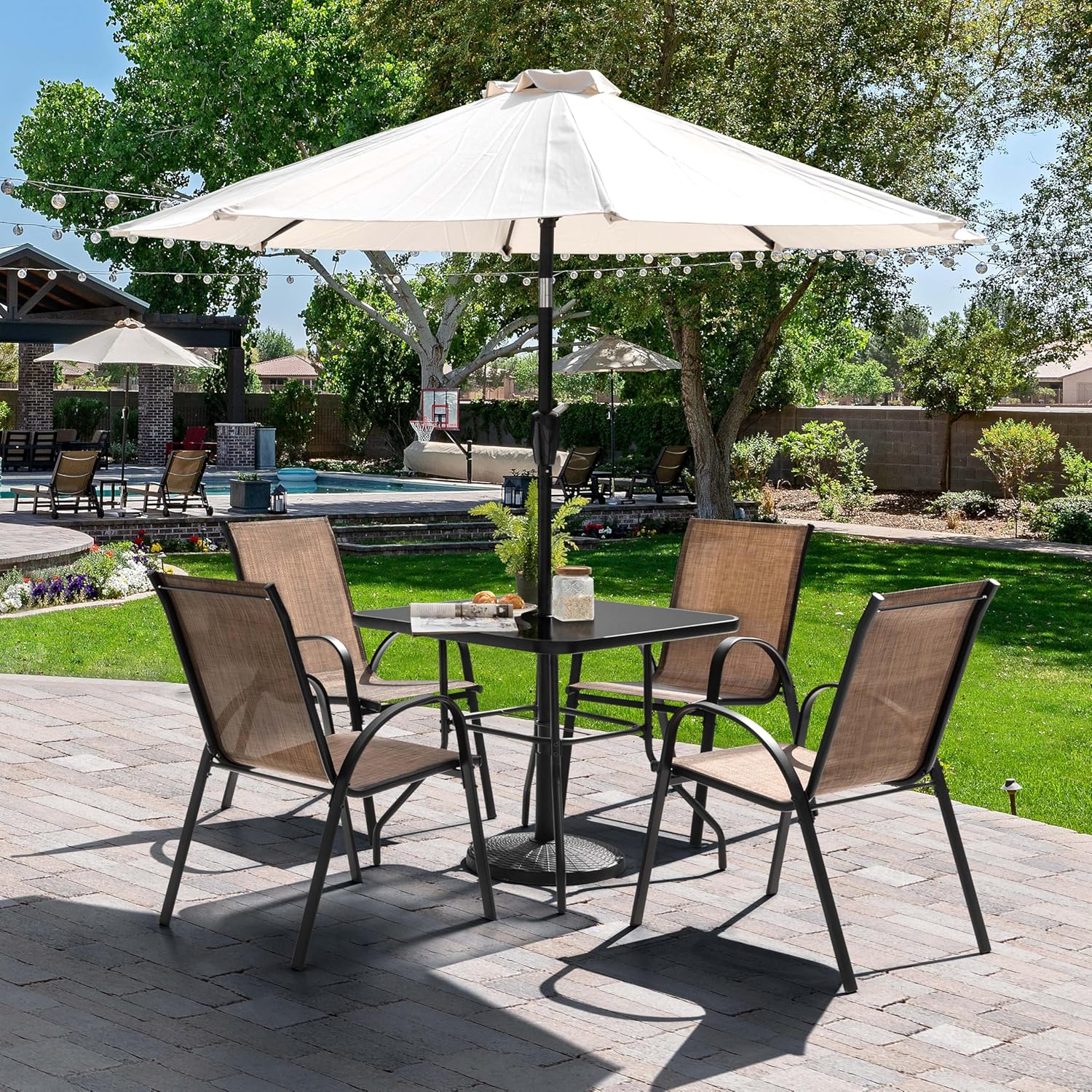 5 Piece Metal Patio Dining Set - Desk Setup Black recensie en prijs