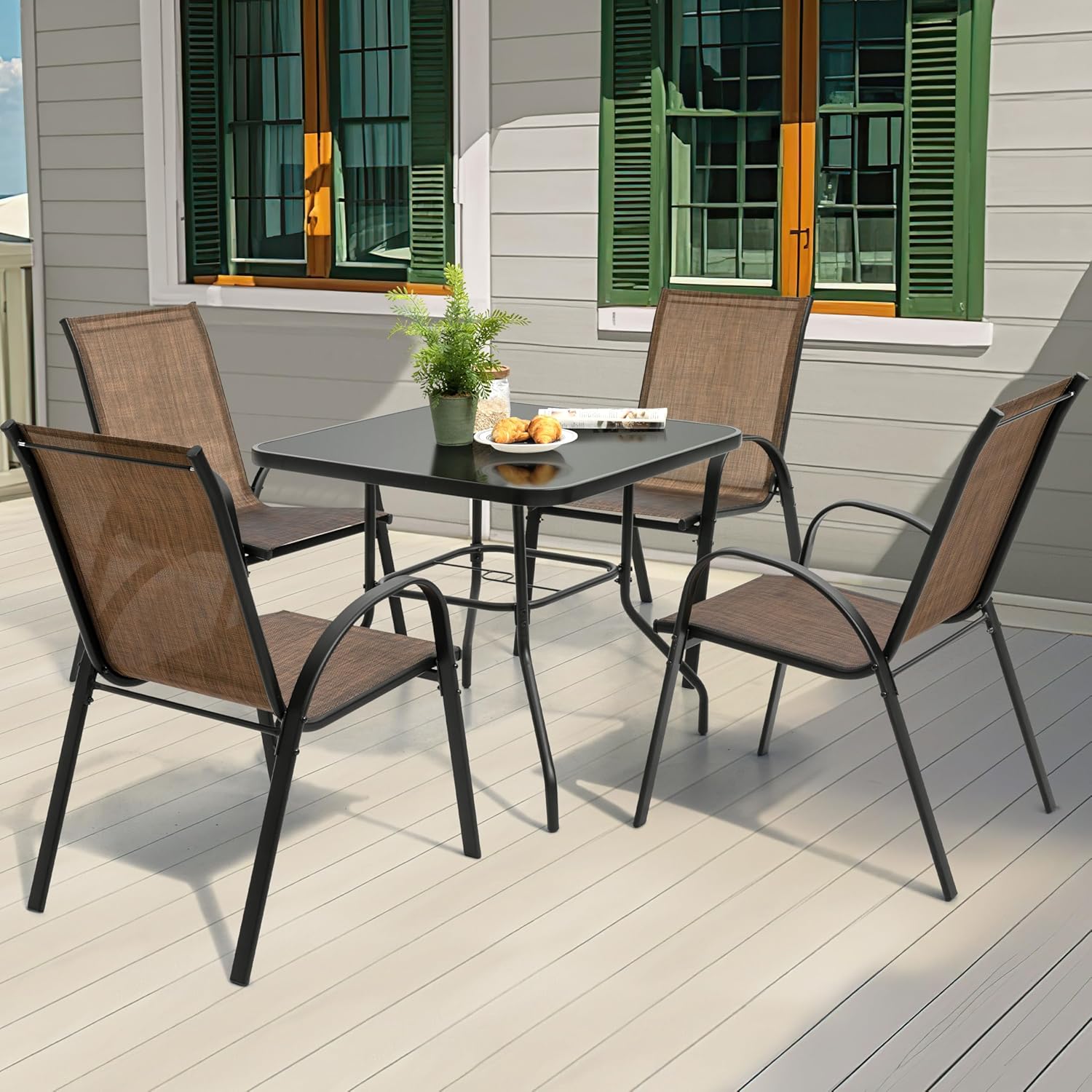 5 Piece Metal Patio Dining Set - Desk Setup Black recensie en prijs