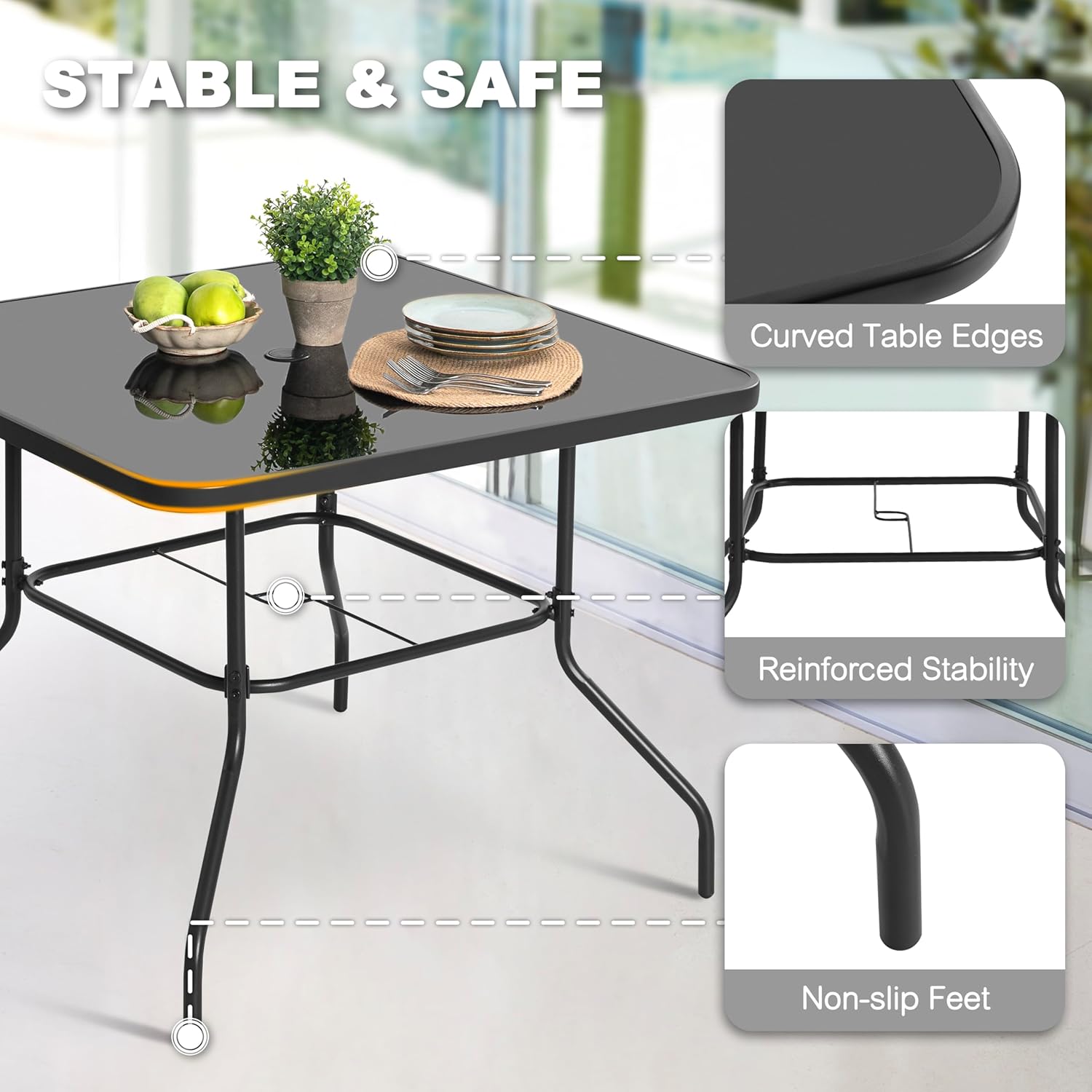 5 Piece Metal Patio Dining Set - Desk Setup Black recensie en prijs