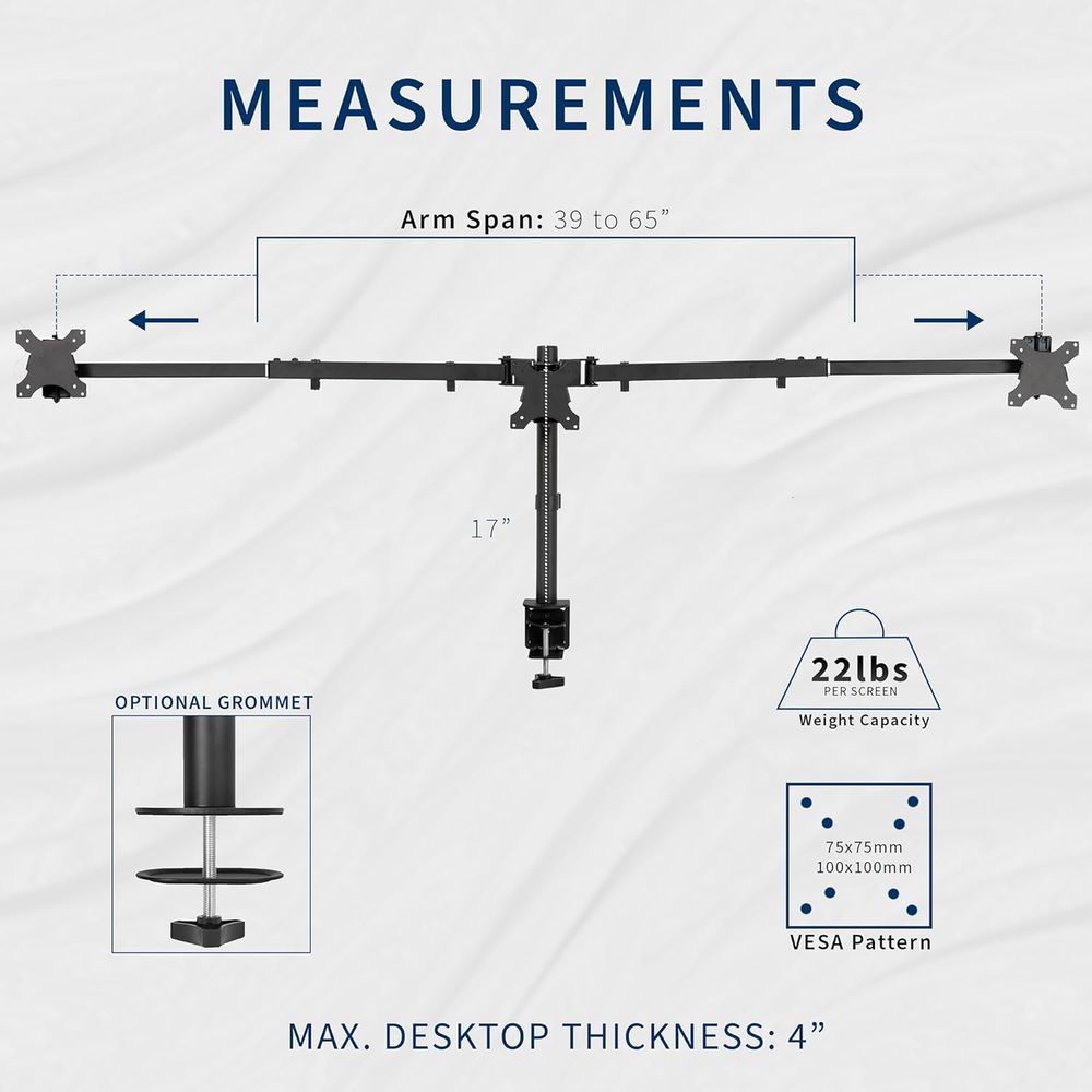 Triple Monitor Desk Mount, Adj - Desk Setup Black recensie en prijs