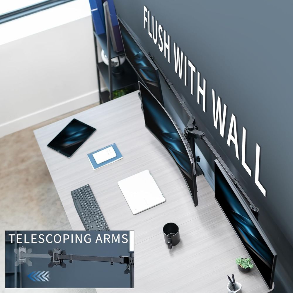 Triple Monitor Desk Mount, Adj - Desk Setup Black recensie en prijs