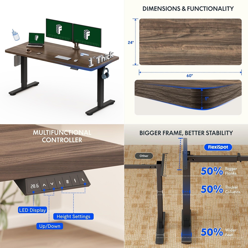 60x24 OnePiece Electric Standi - Desk Setup Black recensie en prijs