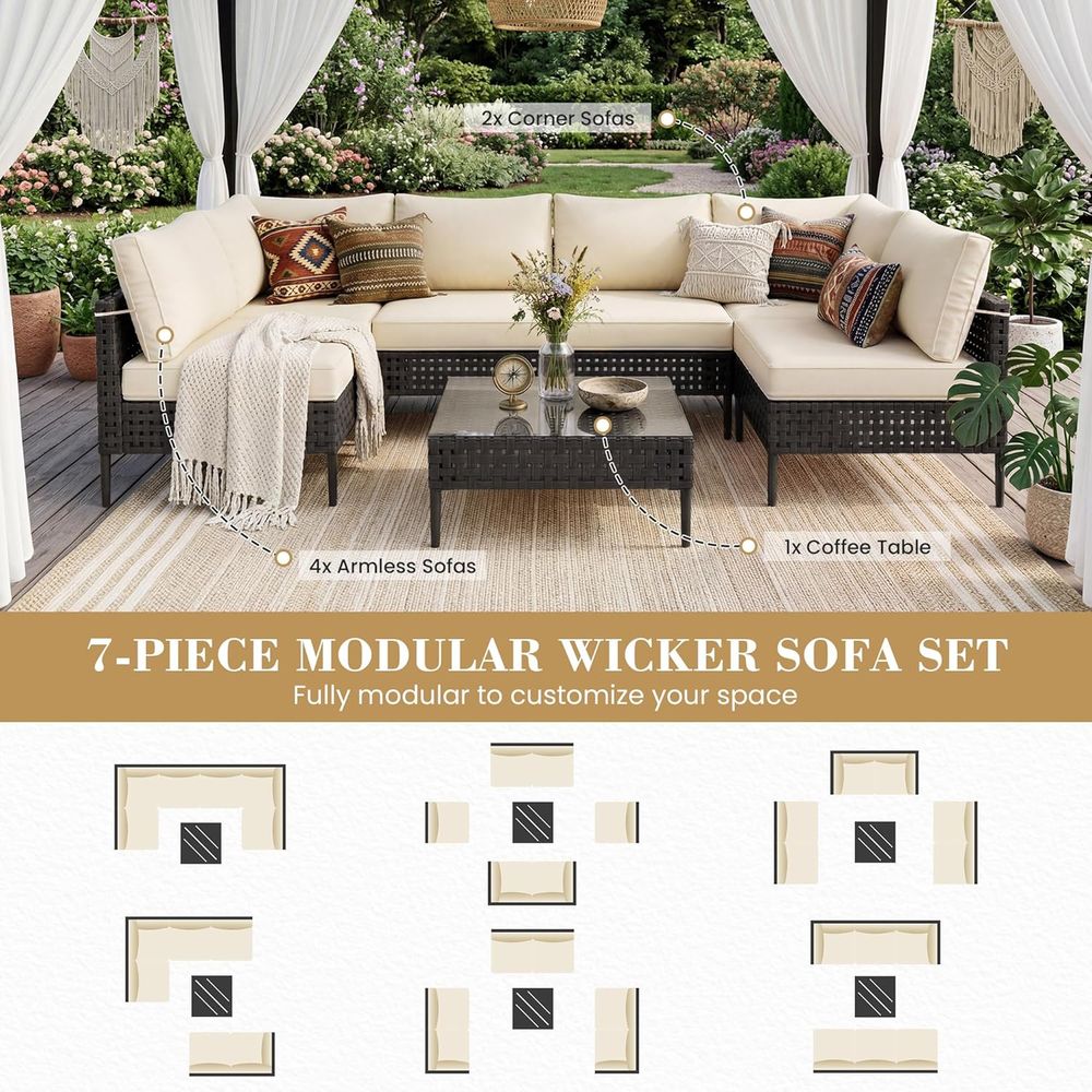 7-Piece High-Leg Outdoor Secti - Desk Setup Black recensie en prijs