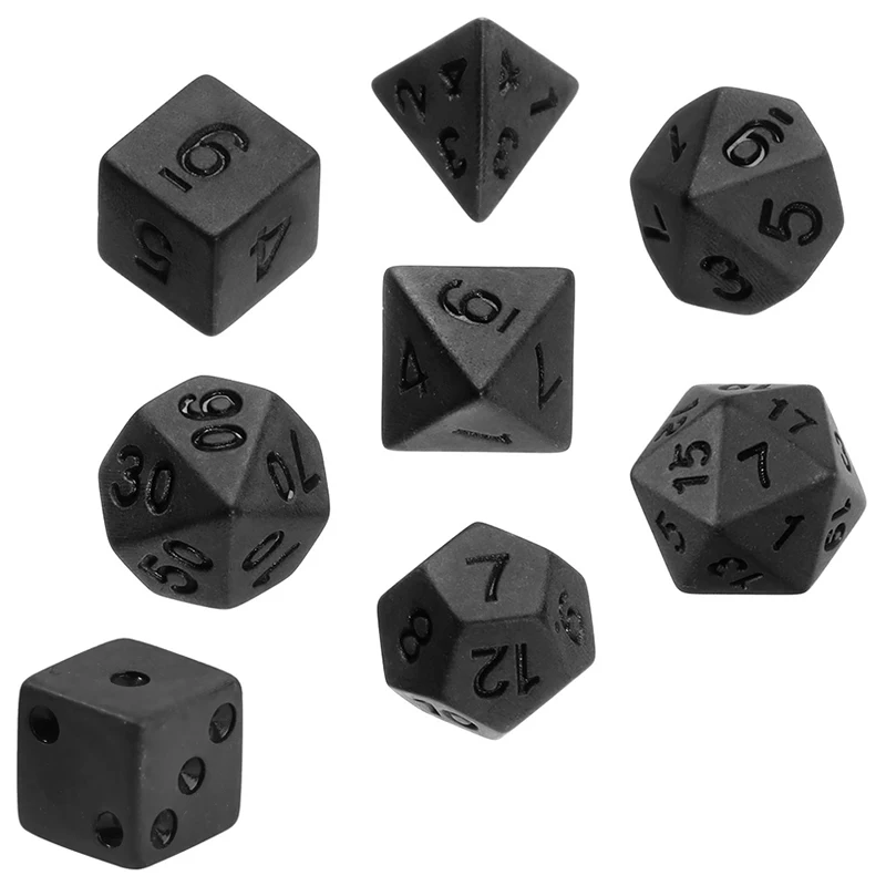 7pcs/lot Matte Black Dice Set  - Desk Setup Black recensie en prijs