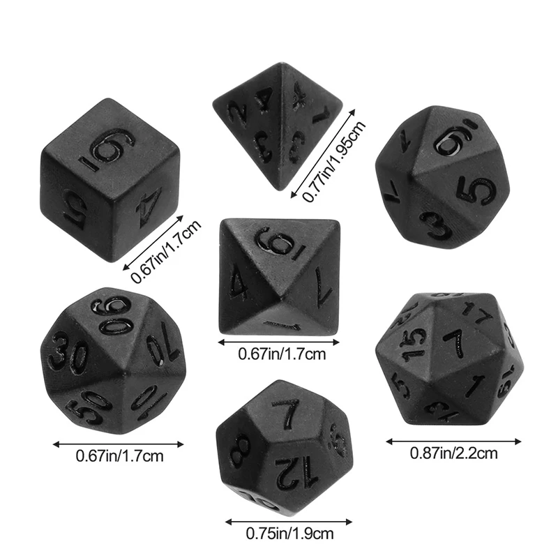 7pcs/lot Matte Black Dice Set  - Desk Setup Black recensie en prijs