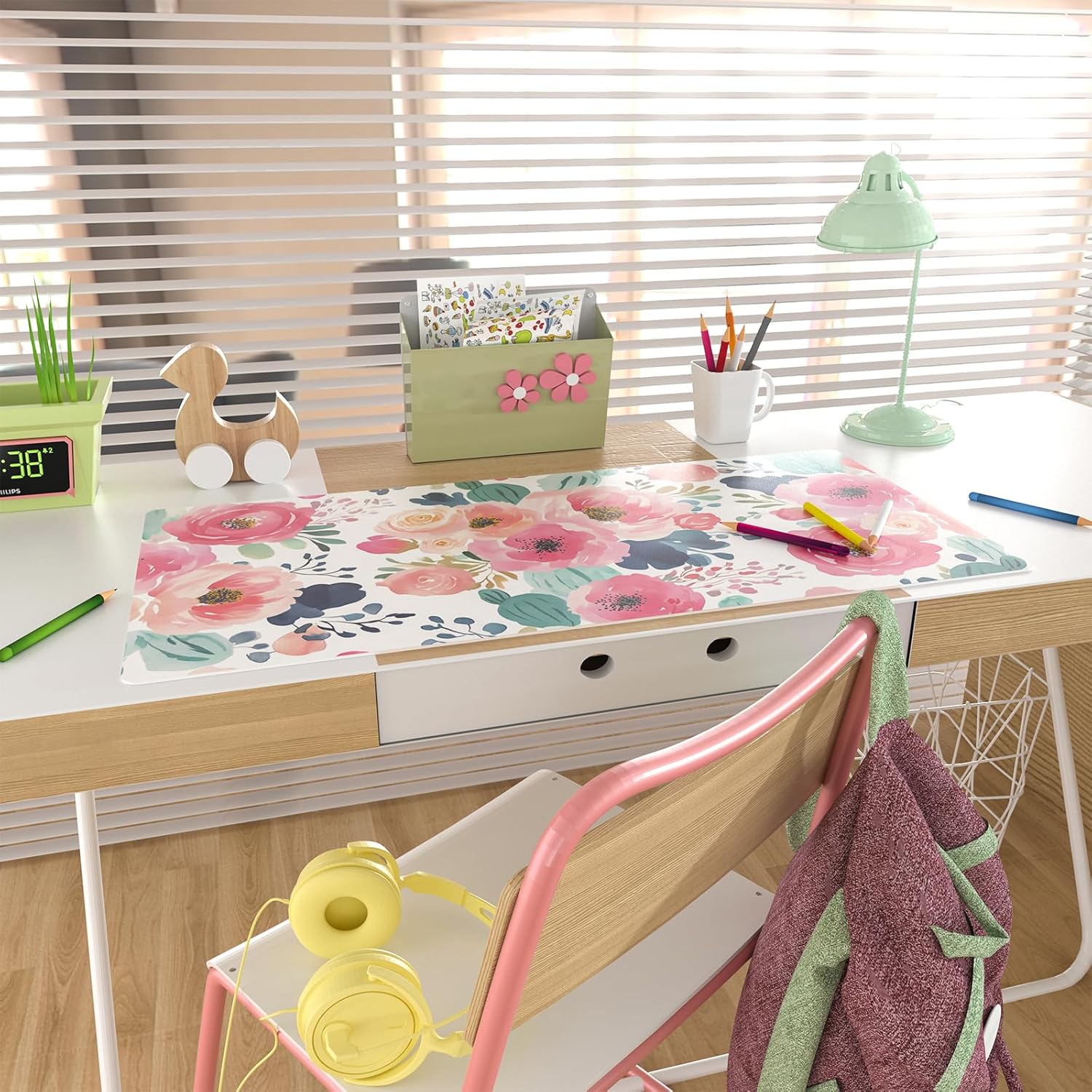 Large Mouse Pad Pink Floral De - Desk Pad Leather Large recensie en prijs