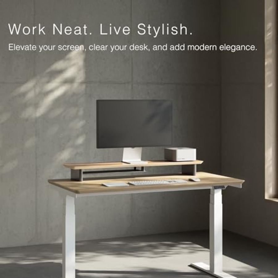 White Oak Dual-Tier Ergonomic  - Desk Setup Oak recensie en prijs