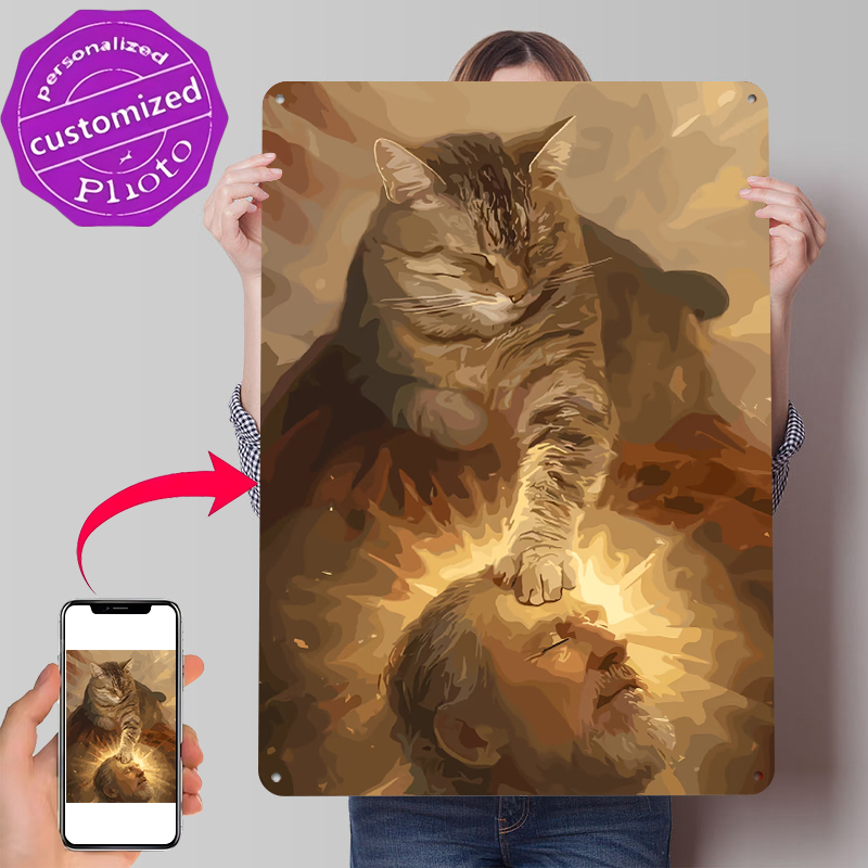 Cat Blessing a Man Tinplate Po - Desk Setup Vintage recensie en prijs