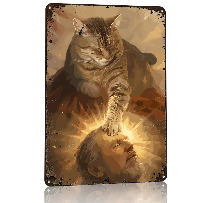 Cat Blessing a Man Tinplate Po - Desk Setup Vintage recensie en prijs