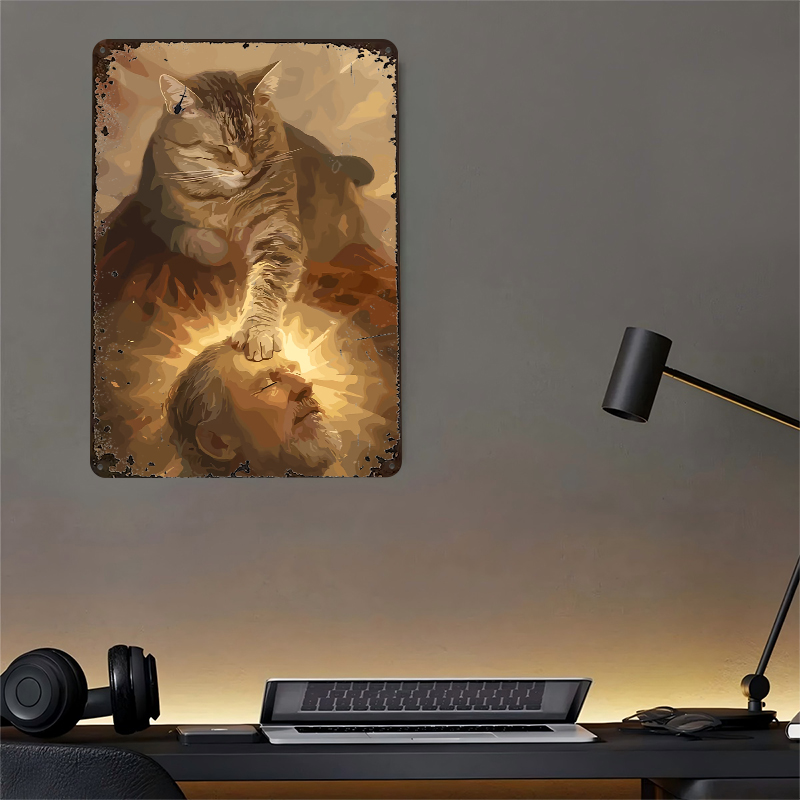 Cat Blessing a Man Tinplate Po - Desk Setup Vintage recensie en prijs